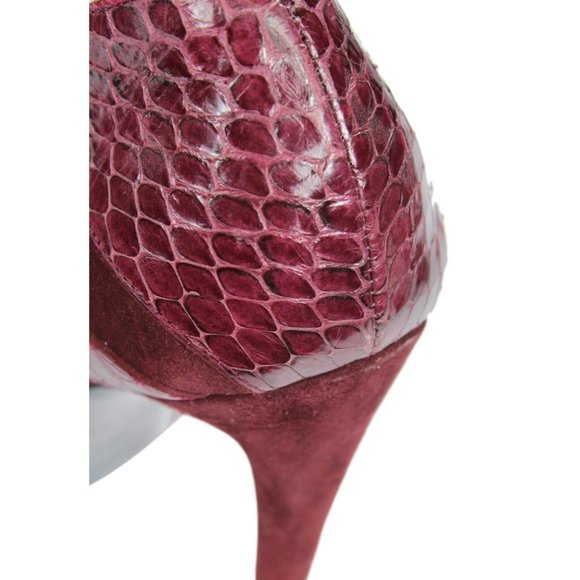 BALENCIAGA Burgundy Python Stiletto Buckle Cage Pump Heels - Size 39.5, US 9.5 - Picture 9 of 11